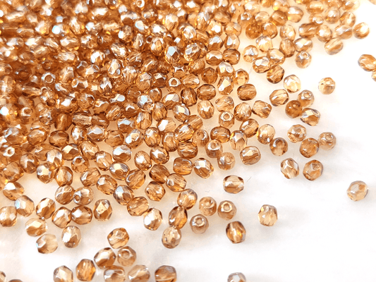 3mm fire-polished beads - warm brown luster