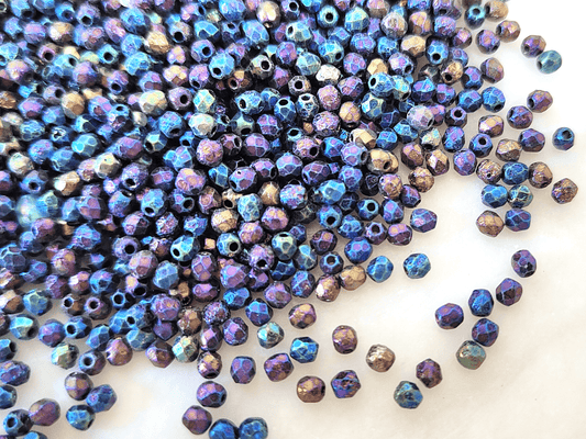 3mm fire-polished beads - matt galaxy