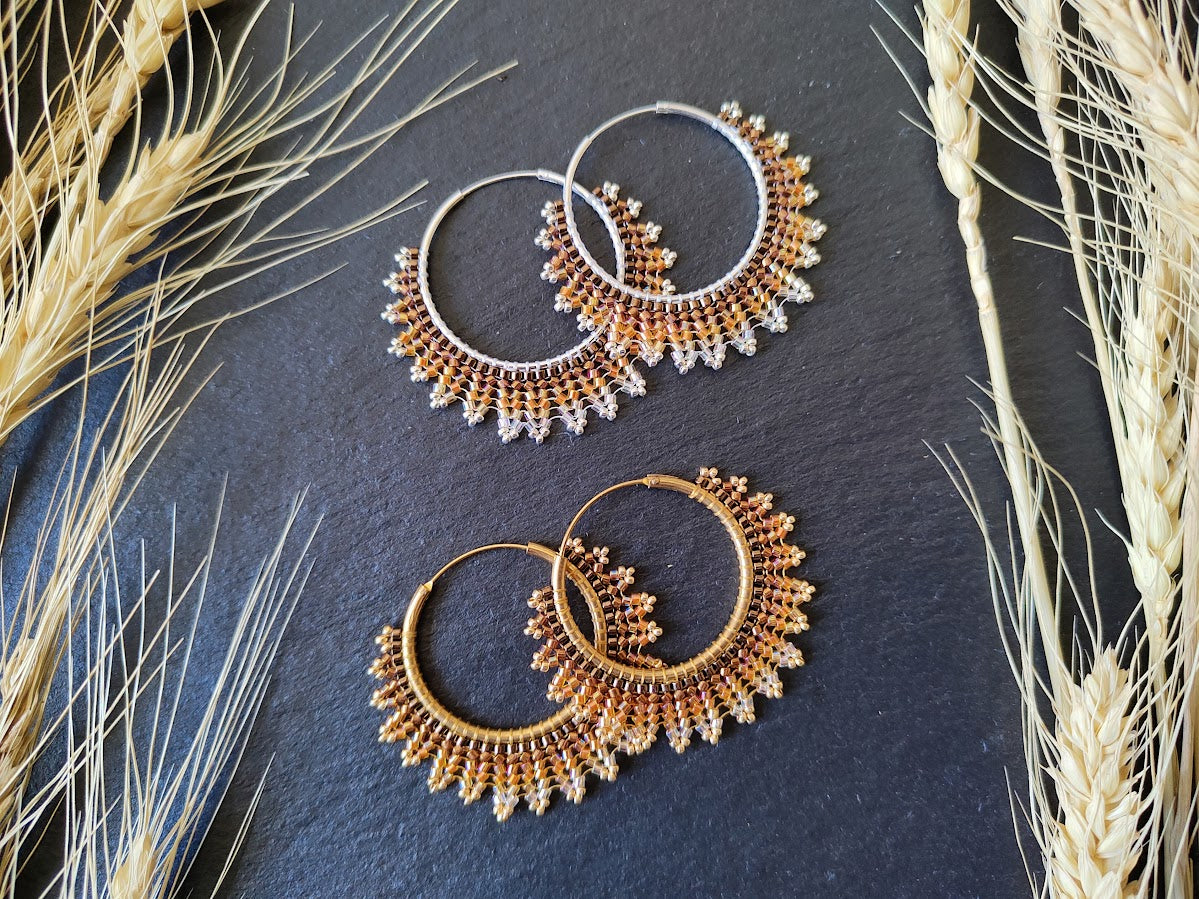 Brass hoop earrings "Neomi" - orange