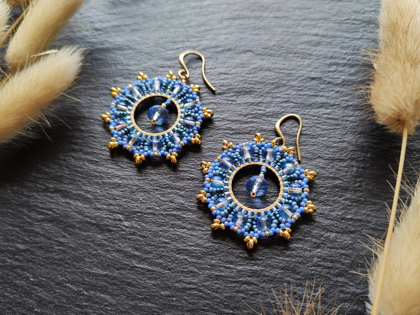 Woven earrings "Philippa" - blue
