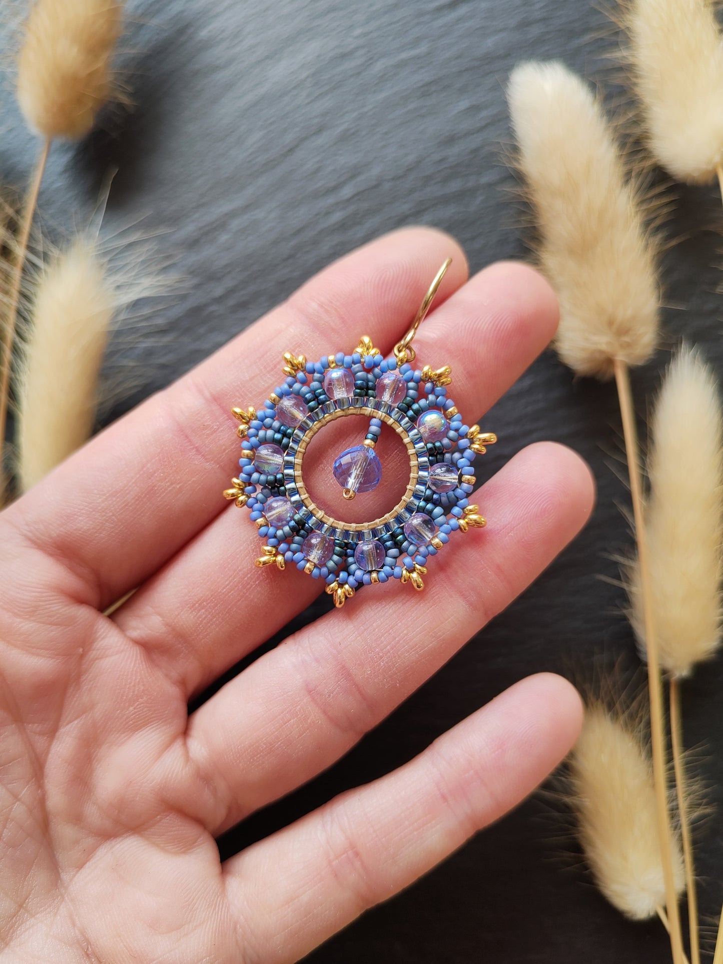 Woven earrings "Philippa" - blue