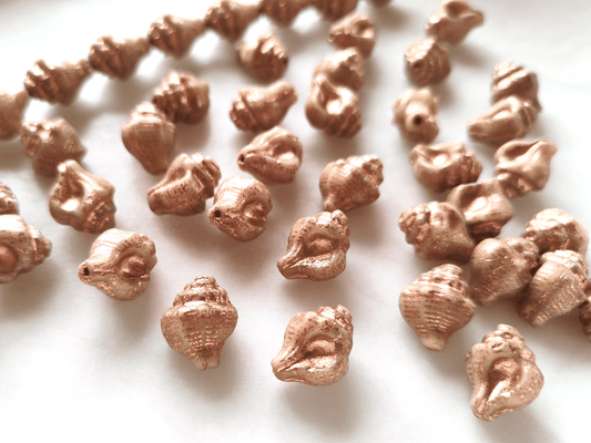 Murex shell beads 15x12mm - beige & copper