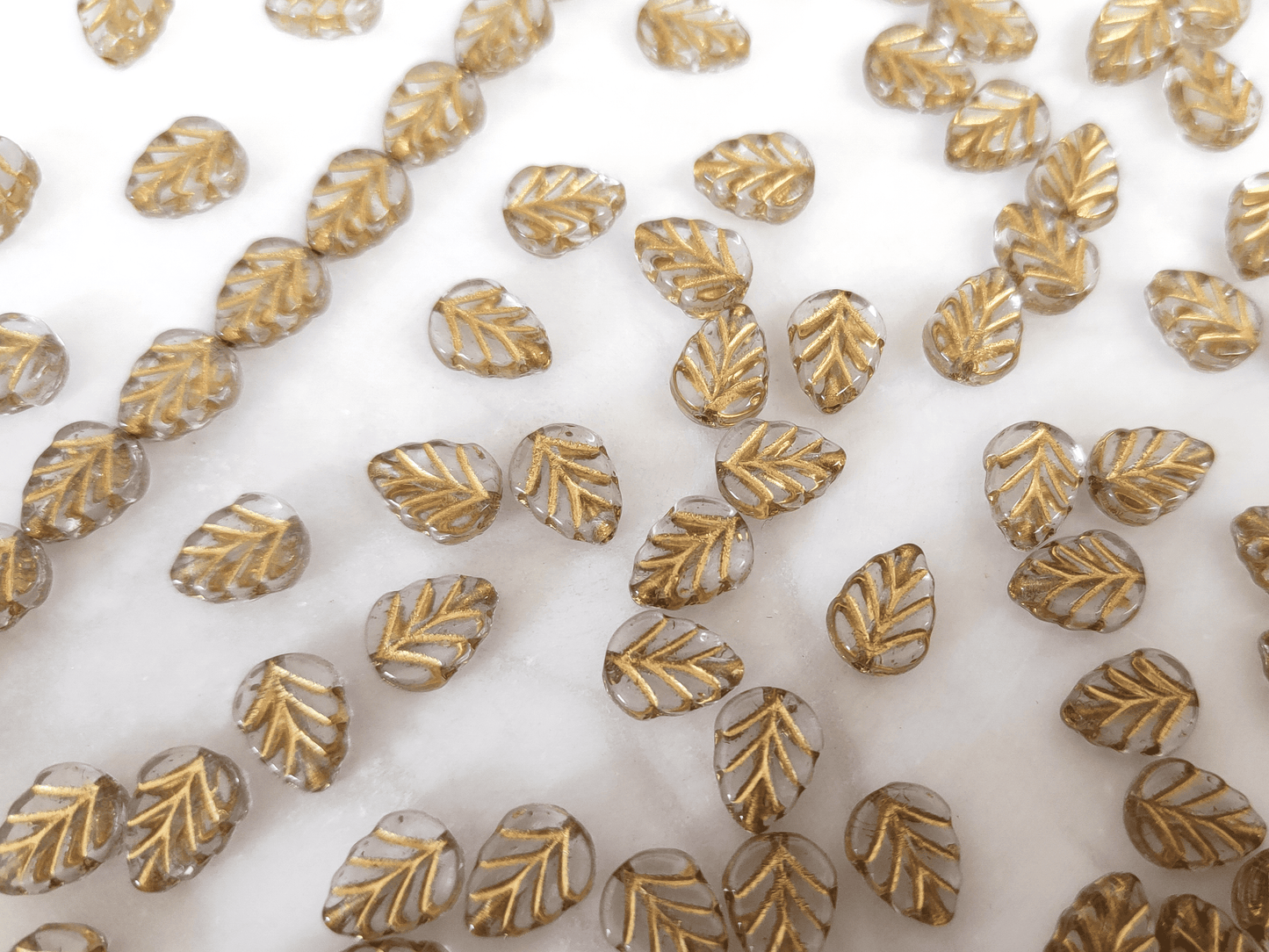 Minzblätter 10mm - Farblos & Gold