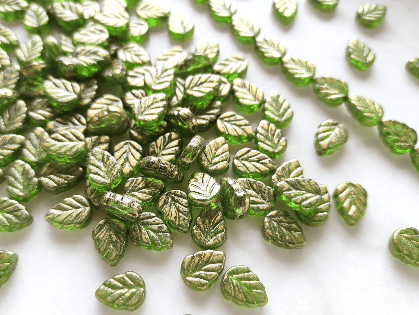 Minzblätter 10mm - Dunkelgrün & Gold