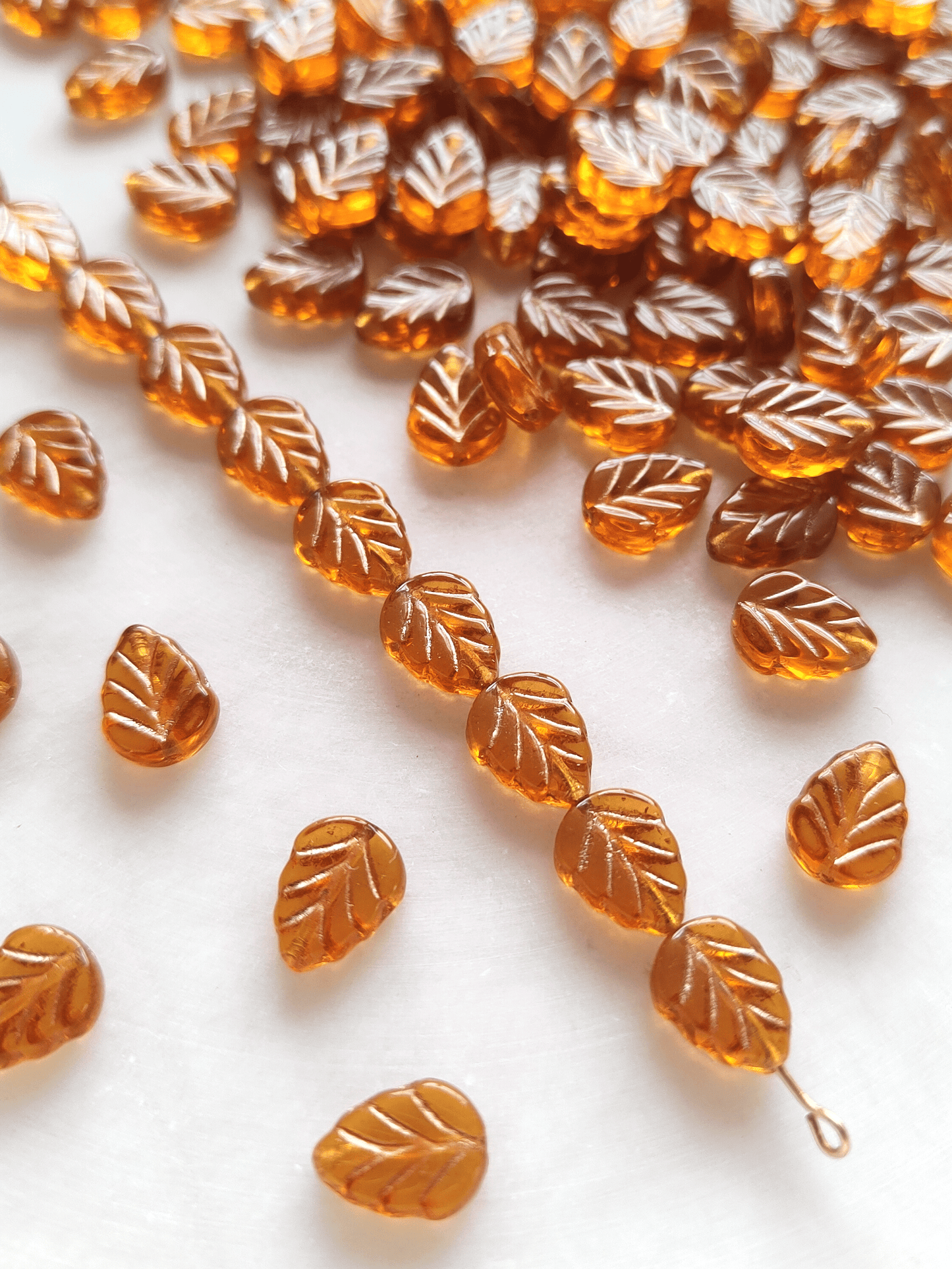 Minzblätter 10mm - Bernstein & Gold