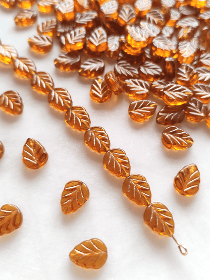 Minzblätter 10mm - Bernstein & Gold