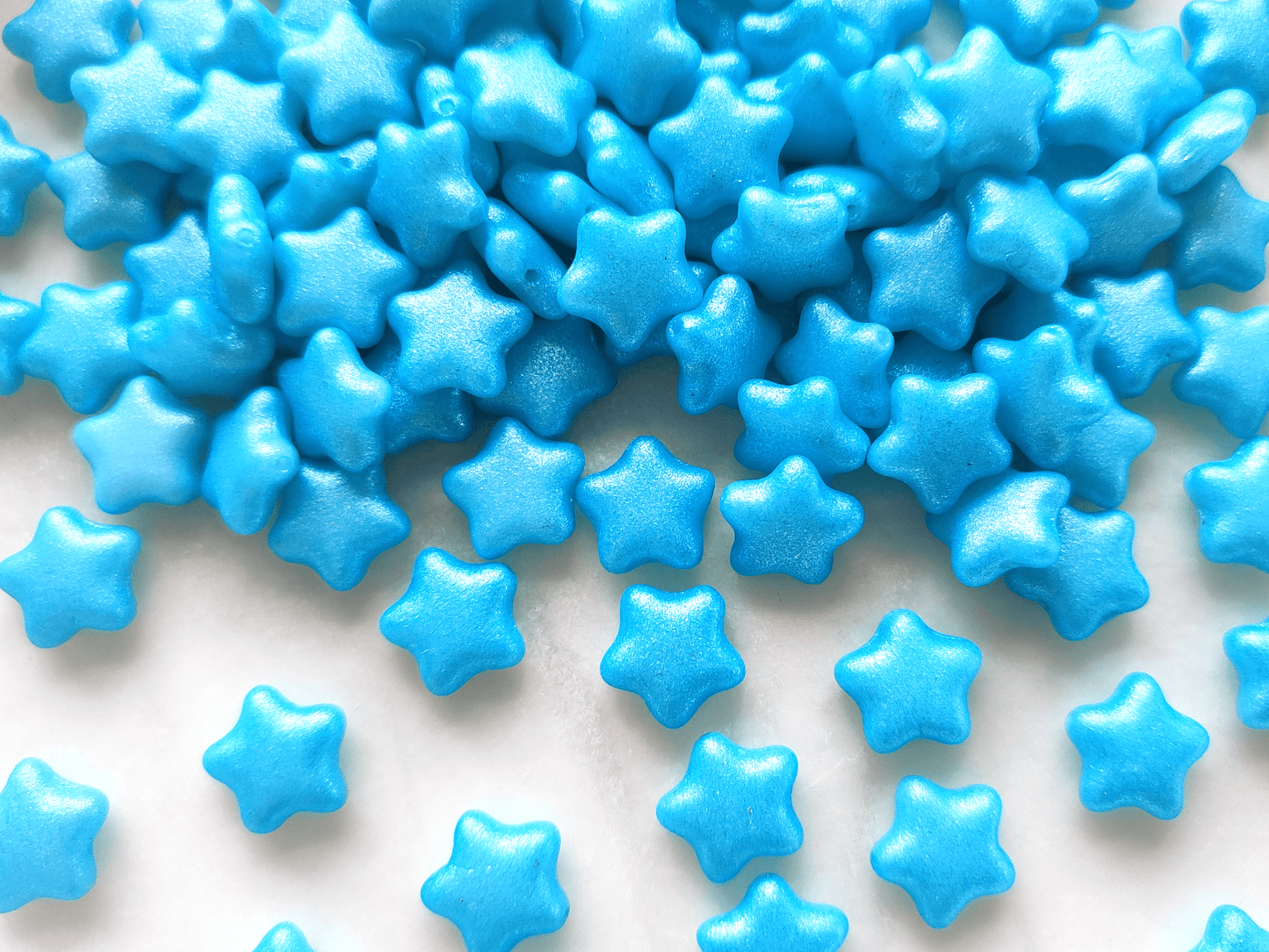 Star beads 12mm - glitter light blue