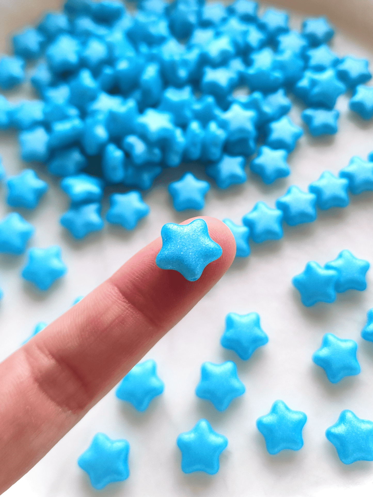 Star beads 12mm - glitter light blue