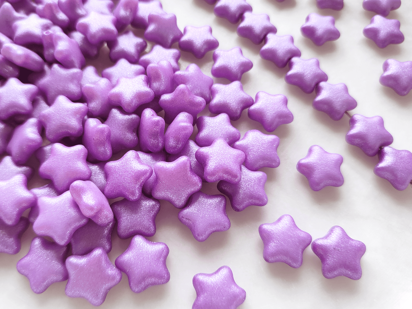 Star beads 12mm - glitter purple