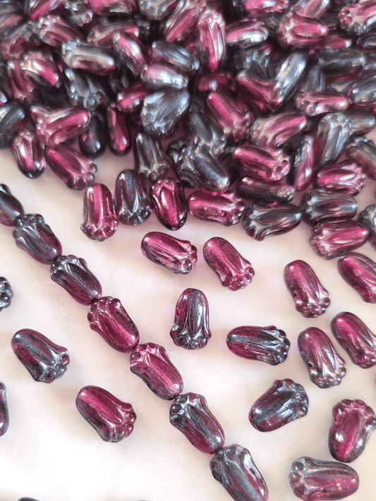 Tulpen Blüten 12x8mm - ombre tief Pink & Lila