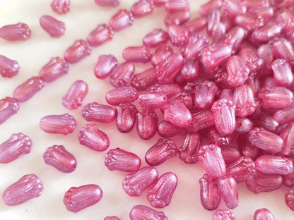 Tulip beads 12x8mm - ombre pink & purple glitter