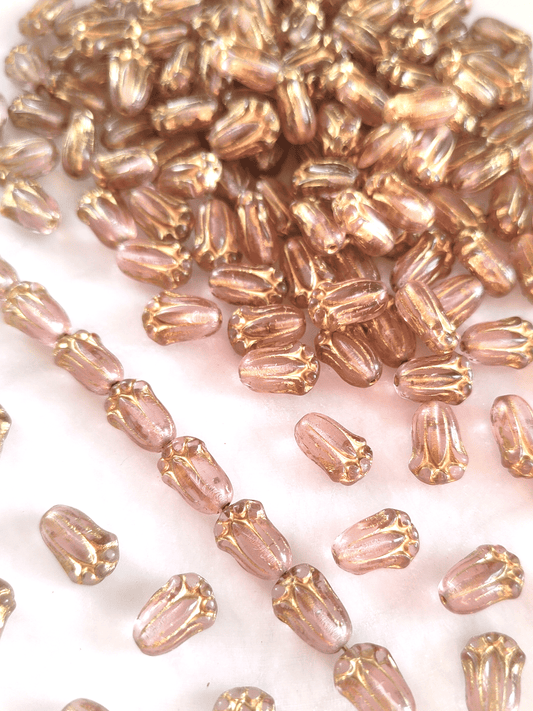 Tulpen Blüten 12x8mm - Pastell Rosa & Gold