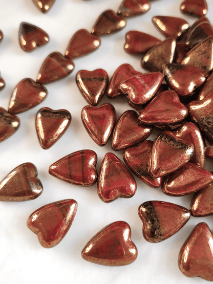 Herzen 16x13mm - Rot, Schwarz & Bronze