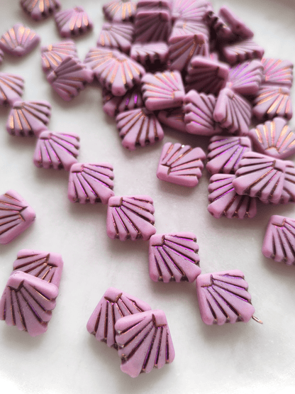 Fan ornament beads 17mm - pink & Marea