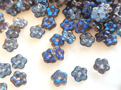 Forget-me-not flower beads 5mm - dark blue & anthracite