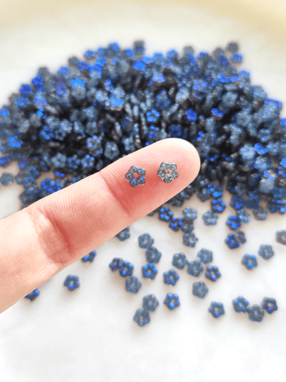 Forget-me-not flower beads 5mm - dark blue & anthracite