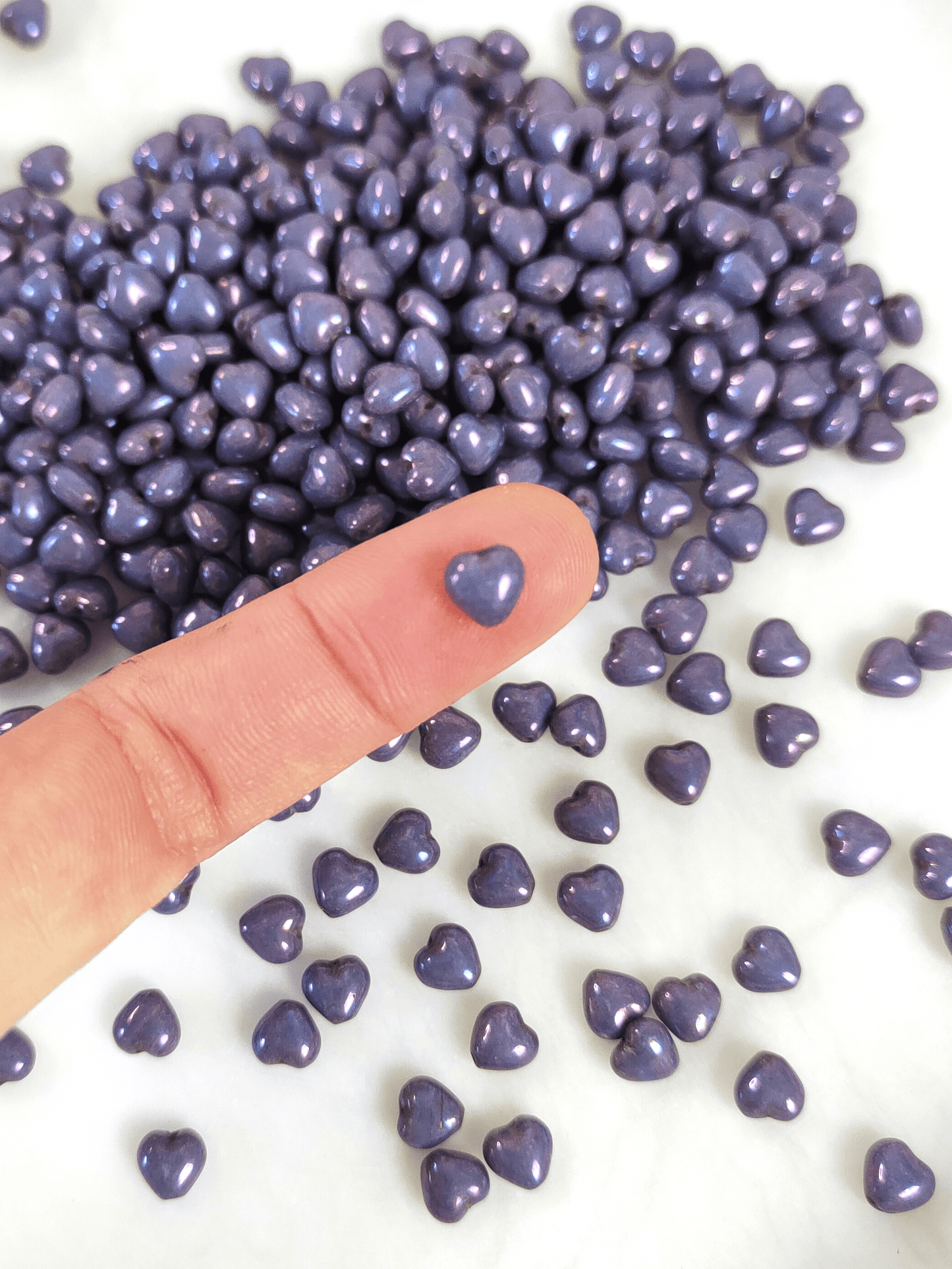 Love heart beads 6mm - dusty purple