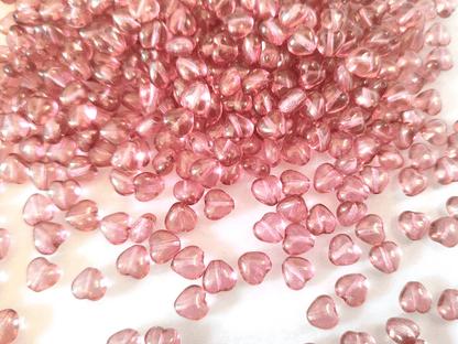 Love heart beads 6mm - dusty pink