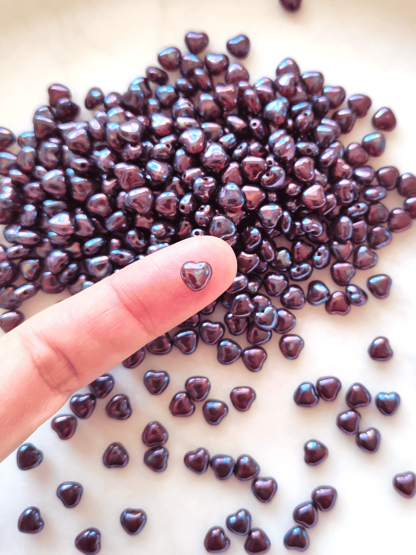 Love heart beads 6mm - deep red & oil finish