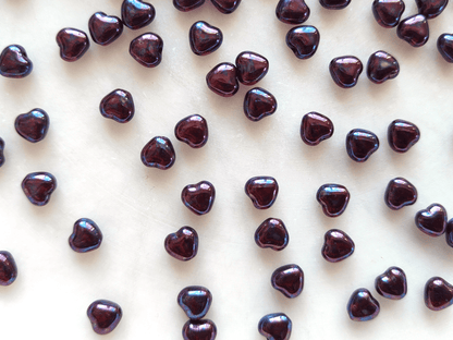 Love heart beads 6mm - deep red & oil finish