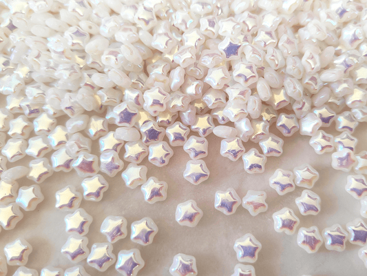 Star beads 6mm - white iris