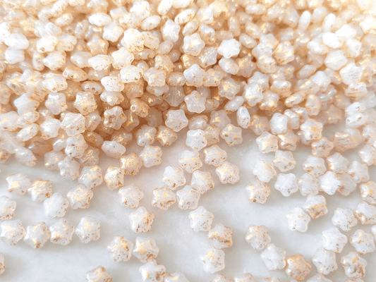 Sterne 6mm - Weiß & Gold