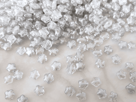 Sterne 6mm - Farblos & Silber