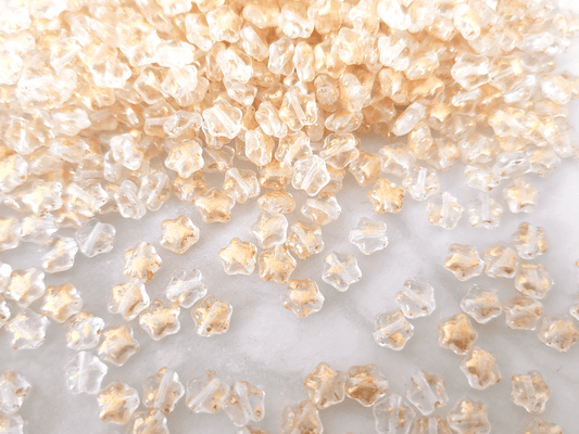 Sterne 6mm - Farblos & Gold