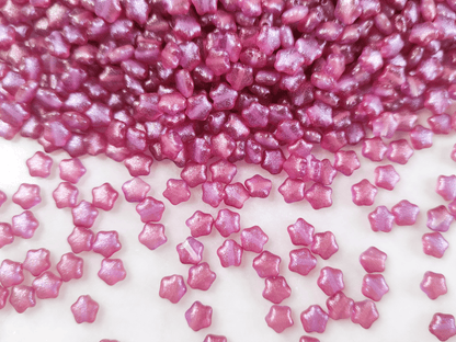 Star beads 6mm - red & purple glitter