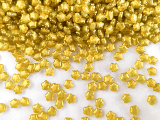 Star beads 6mm - yellow, green & gold glitter