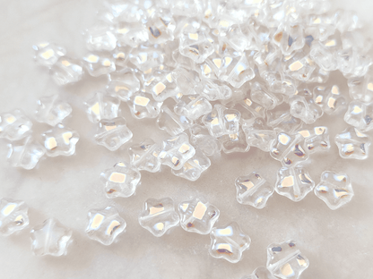 Star beads 8mm - colorless iris speckled
