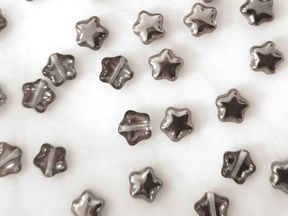 Star beads 8mm - colorless & gunmetal