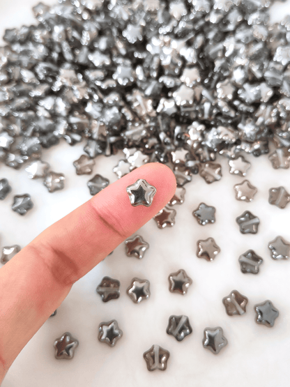 Star beads 8mm - colorless & gunmetal