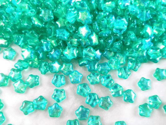 Star beads 8mm - peppermint green iris