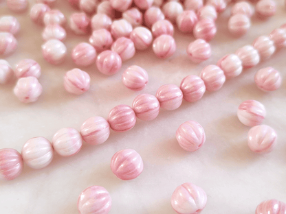 Melon beads 8mm - ombre white & light pink