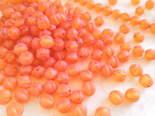 Melon beads 8mm - matt orange