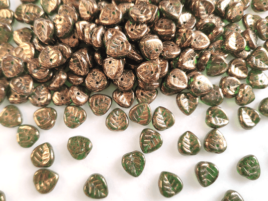 Linden leaf beads 9mm - bronze