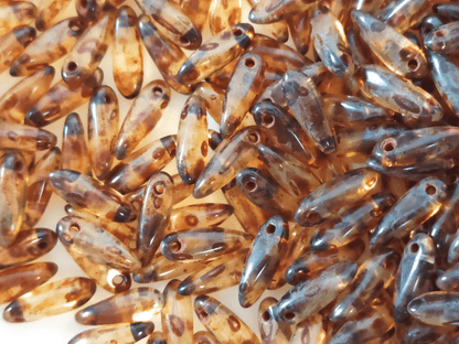 Dagger beads 3x11mm - brown Picasso