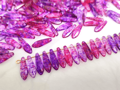 Dagger beads 5x16mm - pink & purple speckles