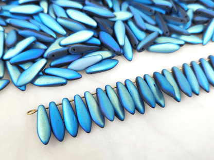 Dagger beads 5x16mm - matt blue iris