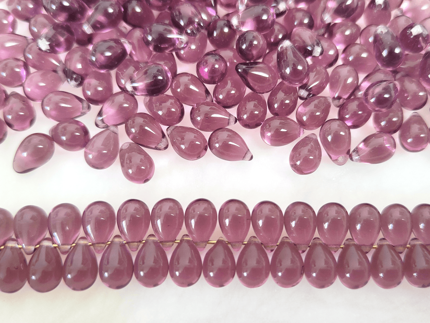 Drop beads 6x9mm - muted purple