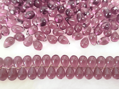 Drop beads 6x9mm - muted purple