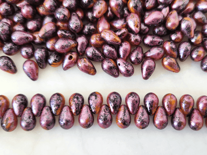 Drop beads 6x9mm - black, yellow & pink