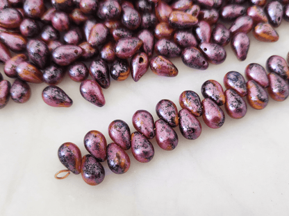 Drop beads 6x9mm - black, yellow & pink