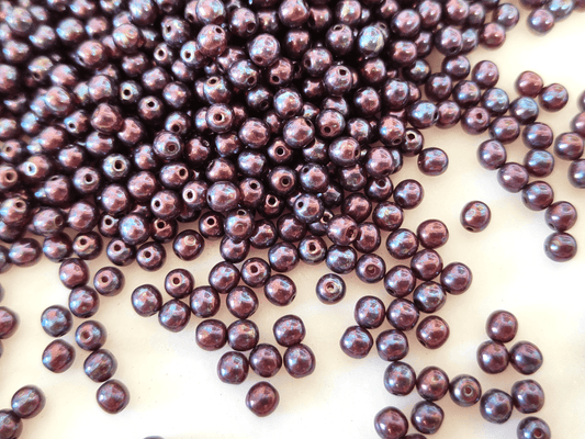 4mm runde Perlen - Dunkelrot & Lila Luster