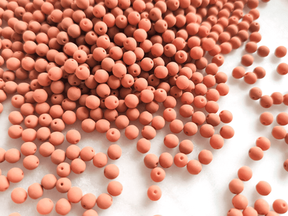 4mm round beads - frosted terra-cotta