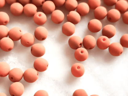 4mm round beads - frosted terra-cotta