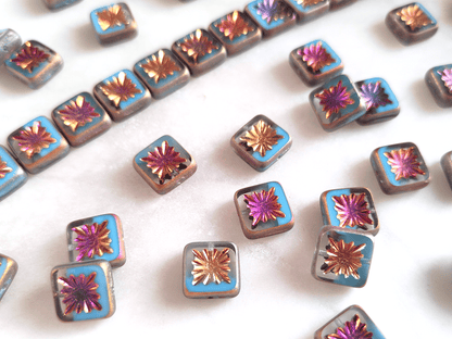 Quadratische Kiwi Ornamente 10mm - Hellblau Marea